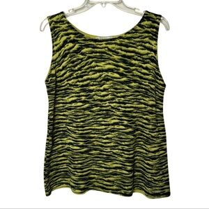 White Stag Women’s Stretch Knit Sleeveless Sweater Neon Animal Print Y2K Grunge
